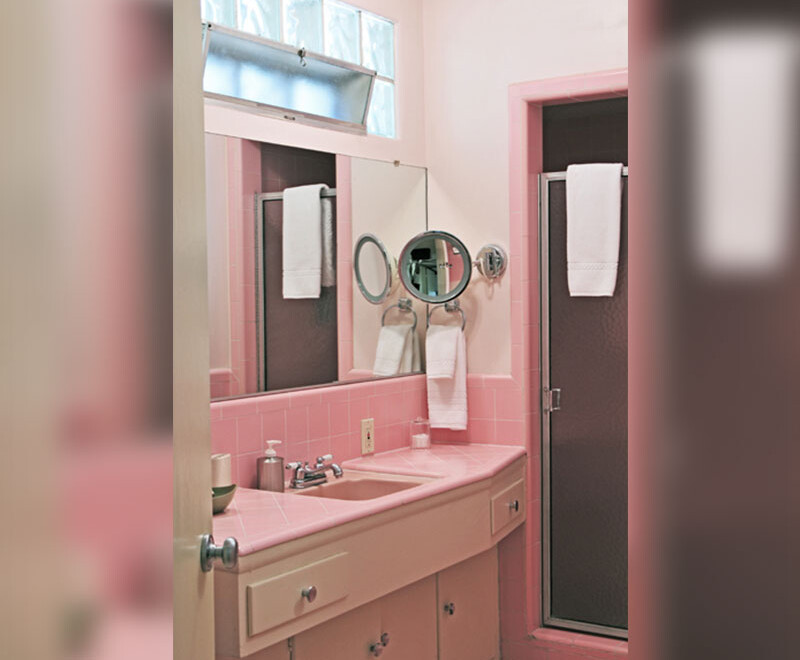 Rat Pack Room Bathroom Rat Pack Room Bathroom | Orbit In, a retro hotel in Palm Springs, CA